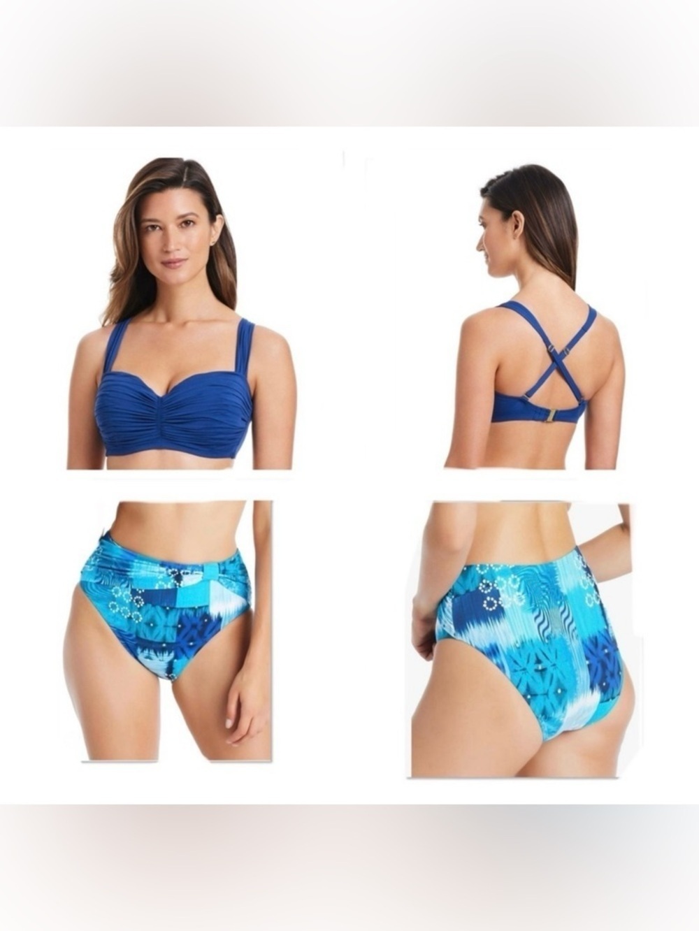 Bleu Rod Beattie Blue Bikini Set Top Size 40D Bottom Size 14